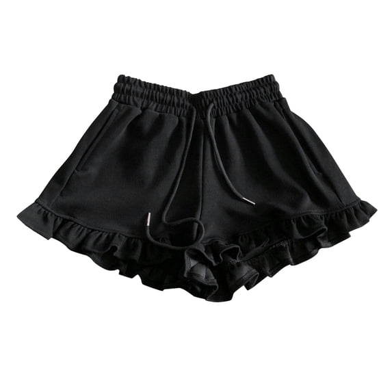 KAUOD Girls Ruffle Shorts Elastic High Waist Loose Athletic Shorts Wide Leg Cute Casual Mini Short Pants with Pocket