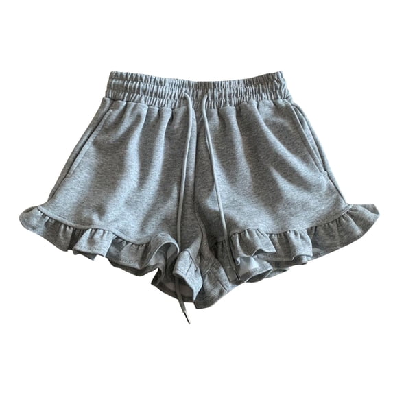 KAUOD Girls Ruffle Shorts Elastic High Waist Loose Athletic Shorts Wide Leg Cute Casual Mini Short Pants with Pocket