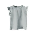 thumbnail image 1 of KAUOD Girls Ruffle Sleeveless Tank Tops Solid Basic Athletic Wear T Shirt Casual Crewneck Cotton Tees Blouses for Kids, 1 of 9