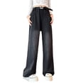 thumbnail image 1 of KAUOD Girls Straight Wide Leg Jeans Baggy Retro Cargo Denim Pants Teen Kids Fall Casual Elastic High Waist Jeans Trousers, 1 of 8