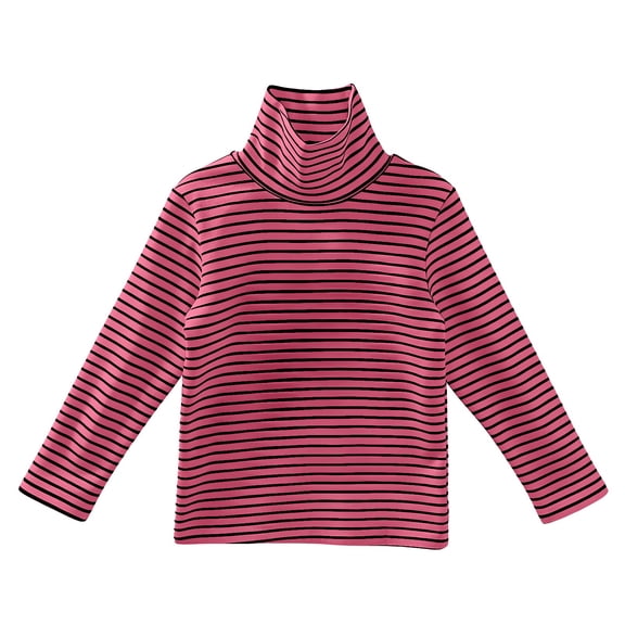 KAUOD Girls Striped Crew Neck Sweater Cute Cotton Thermal Long Sleeve Undershirts Clothes Kids Winter Pullover Sweatshirts