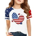 thumbnail image 1 of KAUOD Girls Striped Flag 4th of July T Shirts Short Sleeve Star Patriotic Graphic Blouse Tees Tops Kids Girls Summer Outfits, 1 of 5