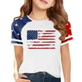 thumbnail image 1 of KAUOD Girls Striped Flag 4th of July T Shirts Short Sleeve Star Patriotic Graphic Blouse Tees Tops Kids Girls Summer Outfits, 1 of 4