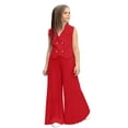 thumbnail image 1 of KAUOD Girls Summer Suit Outfits 2 Piece Sleeveless Double Breasted Jacket and Pleated Pants Set Loose Trendy Clothe, 1 of 6