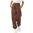 thumbnail image 1 of KAUOD Girls Sweatpants Ribbed Cuffs Joggers Cute Sweat Pants Teen Kids Plain Baggy Fleece Warm Sport Pants with Pockets, 1 of 7