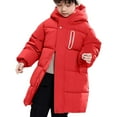 thumbnail image 1 of KAUOD Girls Thick Hooded Down Jackets Kids Knee Length Lightweight Winter Outwear Zip up Padded Quilted Puffer Coats, 1 of 8