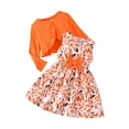 thumbnail image 1 of KAUOD Girls Tops Dress Sets 2 Piece Knit Ribbed Short Cardigan and Bow Flower A-Line Smocked Dresses Summer Casual Basic Sets, 1 of 3