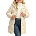 thumbnail image 1 of KAUOD Girls Winter Coat Heavyweight Hooded Puffer Jacket Kids Windproof Warm Solid Quilted Padded Down Jackets with Pockets, 1 of 3