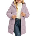 thumbnail image 1 of KAUOD Girls Winter Coat Heavyweight Hooded Puffer Jacket Kids Windproof Warm Solid Quilted Padded Down Jackets with Pockets, 1 of 3