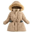 thumbnail image 1 of KAUOD Girls Winter Coats Fleece-Lined Thick Warm Zip up Hooded Outwear Kids Parka Puffer Jackets Padded Thermal Down Coats, 1 of 5