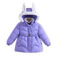 thumbnail image 1 of KAUOD Girls Winter Padded Puffer Coats Cute Bunny Hood Waterproof down Jackets Kids Quilted Insulated Windproof Outwear, 1 of 9