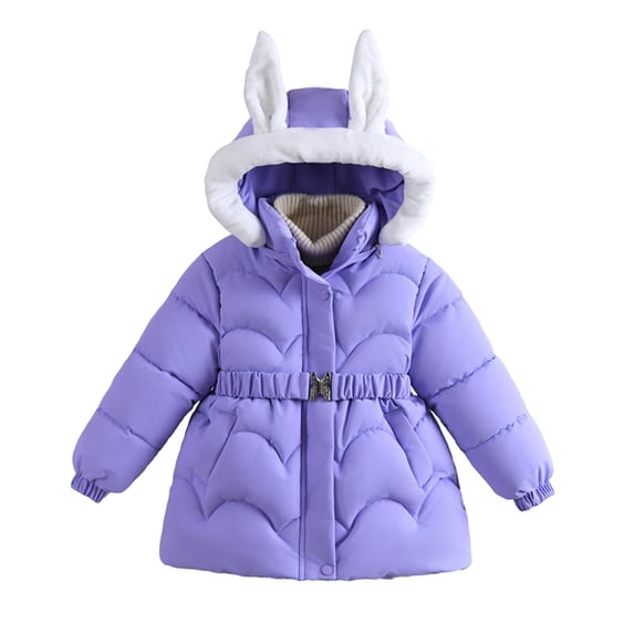 KAUOD Girls Winter Padded Puffer Coats Cute Bunny Hood Waterproof down Jackets Kids Quilted Insulated Windproof Outwear