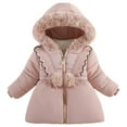 thumbnail image 1 of KAUOD Girls Winter Padded Puffer Coats Zip up Waterproof down Jackets Kids Fleece Hood Snow Ski Parka Coats with Pockets, 1 of 5