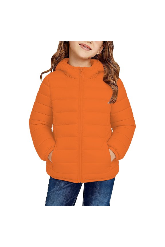 Girls Winter Puffer Coats Quilted Windproof Hooded down Jackets Kids Zip up Waterproof Lightweight Outwear with Pockets