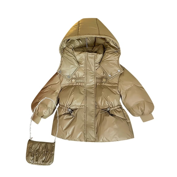 KAUOD Girls down Jackets with Bag Snap Zip up Hooded Puffer Coats Kids Toddler Thick Warm Winter Outdoor Outwear Clothes