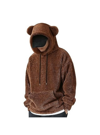 Teddy bear hoodie with ears men's sale