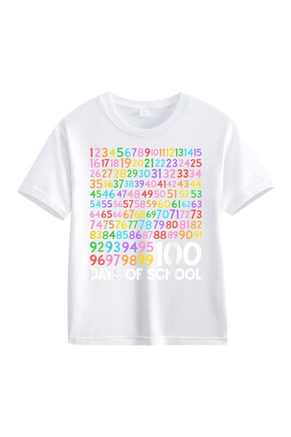 Kids 100 Days of School Shirt Toddler Boys Girls 100th Day of School T-Shirt Kindergarten Tee Student Sport Tee Tops