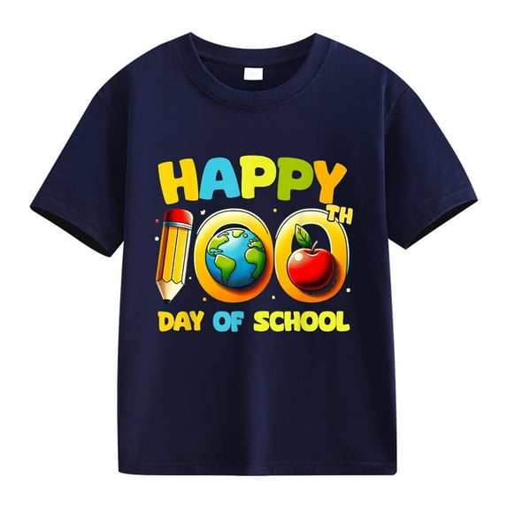 KAUOD Kids 100 Days of School Shirt Toddler Funny Graphic Tees for Boys Girls Kindergarten Tee Student Top