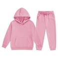 thumbnail image 1 of KAUOD Kids 2 Piece Cotton Jogging Set Plain Soft Hoodies+sweatpants Outfits Boys Girls Preppy Casual Sweatshirts Pants, 1 of 9