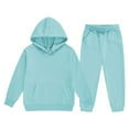 thumbnail image 1 of KAUOD Kids 2 Piece Cotton Jogging Set Plain Soft Hoodies+sweatpants Outfits Boys Girls Preppy Casual Sweatshirts Pants, 1 of 9