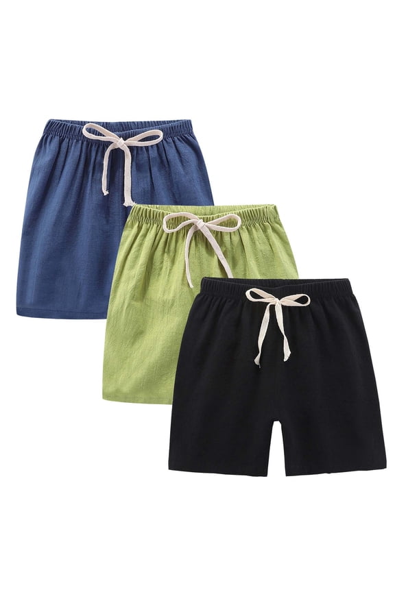 Kids Casual Shorts 3 Pack Boys Girls Soft Elastic Waist Beach Bermuda Shorts Summer Solid Comfy Midi Pants