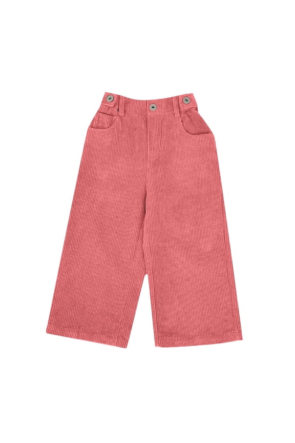 Kids Corduroy Cropped Flare Pants Elastic High Waist Ribbed Bell-Bottom Sweatpants Boys Girls Wide Leg Baggy Trousers