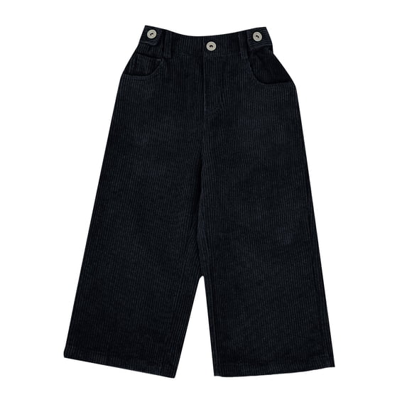 KAUOD Kids Corduroy Cropped Flare Pants Elastic High Waist Ribbed Bell-Bottom Sweatpants Boys Girls Wide Leg Baggy Trousers