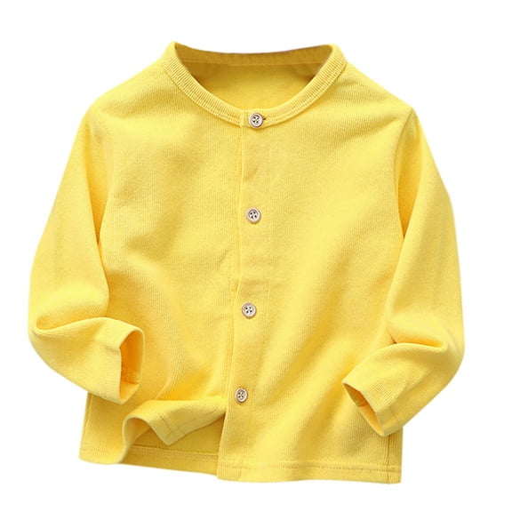 KAUOD Kids Cotton Knit Cardigan Buttons Front Plain Soft Sweater Boys Girls Long Sleeve Lined Warm Cardigan Coats Cute Clothes