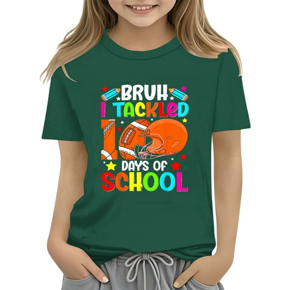 KAUOD Kids Cute 100 Days Of School Baseball 100th Day Of School T-Shirt Little Girls Funny Graphic Tees Sport Shirt