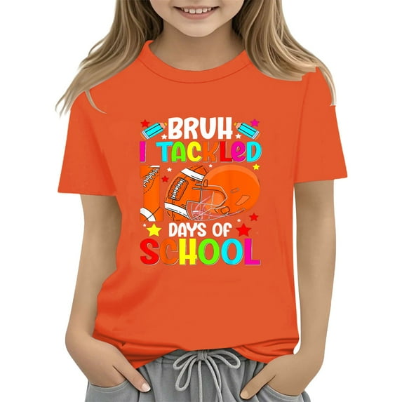 KAUOD Kids Cute 100 Days Of School Baseball 100th Day Of School T-Shirt Little Girls Funny Graphic Tees Sport Shirt