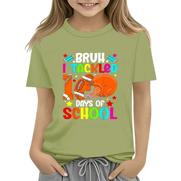 KAUOD Kids Cute 100 Days Of School Baseball 100th Day Of School T-Shirt Little Girls Funny Graphic Tees Sport Shirt