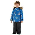 thumbnail image 1 of KAUOD Kids Cute Dinosaur Ski Suits 2 Piece Winter Puffer Jackets Bib Pants Set Boys Girls Outdoor Hiking Snowpants Snowsuit, 1 of 6