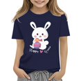 thumbnail image 1 of KAUOD Kids Easter Days T Shirt Bunny Holding Eggs Printed Tees Short Sleeve Cotton Shirts for Girls Crewneck Tops, 1 of 1