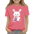 thumbnail image 1 of KAUOD Kids Easter Days T Shirt Bunny Holding Eggs Printed Tees Short Sleeve Cotton Shirts for Girls Crewneck Tops, 1 of 1