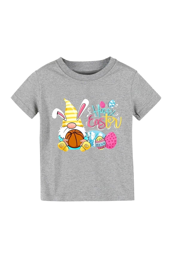 Kids Easter Shirt Boys Girls Happy Easter Eggs Graphic Tees Toddler Short Sleeve Cotton Tops Sports T-Shirts for Girls