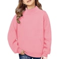 thumbnail image 1 of KAUOD Kids Fleece Crew Neck Sweater with Pockets Boys Girls Long Sleeve Plain Pullover Sweatshirts Tops Winter Warm Clothes, 1 of 7