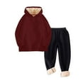 thumbnail image 1 of KAUOD Kids Fleece-Lined Hoodi𝐞s Set 2 Piece Thick Warm Joggers Sweatpants Sweatsuits Boys Girls Winter Padded Tracksuits, 1 of 6