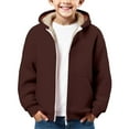 thumbnail image 1 of KAUOD Kids Fleece Lined Hoodies Winter Padded Fuzzy Warm Hooded Jackets Youth Boys Zip up Windproof Long Sleeve Outwear, 1 of 8