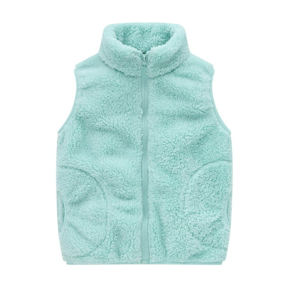 KAUOD Kids Fleece Thick Vest Sleeveless Turtleneck Fuzzy Zip up Tank Top Coats Boys Girls Padded Lined Winter Waistcoat