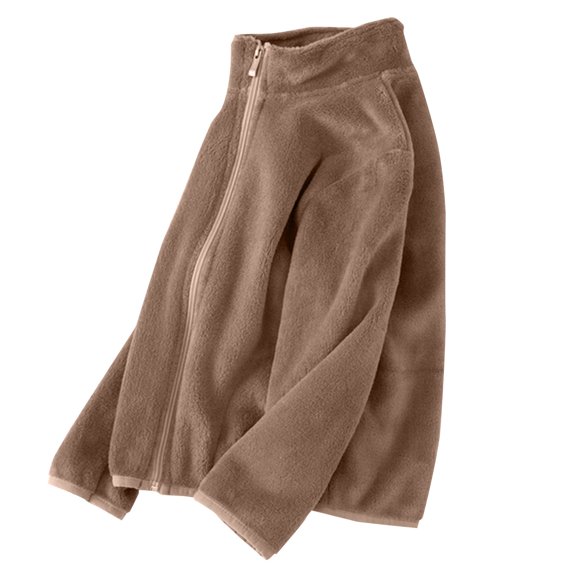 KAUOD Kids Fleece Zipper Jackets Mock Neck Fuzzy Soft Winter Coats Boys Girls Plain Long Sleeve Warm Sherpa Outwear Clothes