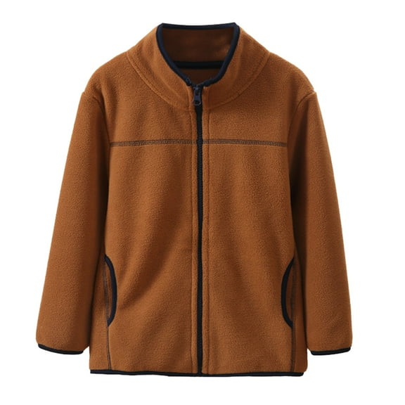 KAUOD Kids Full Zip up Fuzzy Coats Fleece Warm Long Sleeve Soft Jackets Sweatshirts Boys Girls Cute Cotton Coats with Pockets