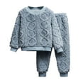 thumbnail image 1 of KAUOD Kids Fuzzy Sweater Pants Set 2 Piece Fleece Thick Warm Pullover Tops Joggers Pants Outfits Boys Winter Padded Clothes, 1 of 4