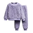 thumbnail image 1 of KAUOD Kids Fuzzy Sweater Pants Set 2 Piece Fleece Thick Warm Pullover Tops Joggers Pants Outfits Boys Winter Padded Clothes, 1 of 4