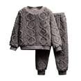 thumbnail image 1 of KAUOD Kids Fuzzy Sweater Pants Set 2 Piece Fleece Thick Warm Pullover Tops Joggers Pants Outfits Boys Winter Padded Clothes, 1 of 4