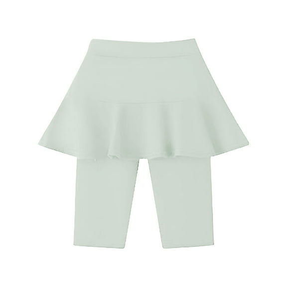 KAUOD Kids Girls Athletic Ruffle Skirted Legging Pants Stretchy Knee Length Leggings with Skirt Summer Casual Sports Shorts