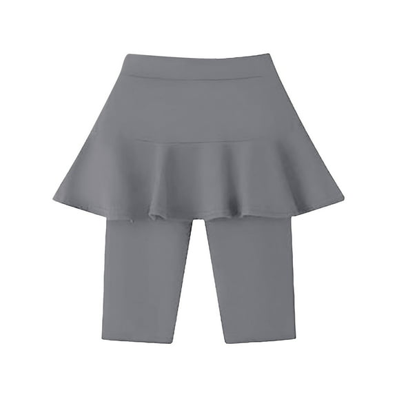 KAUOD Kids Girls Athletic Ruffle Skirted Legging Pants Stretchy Knee Length Leggings with Skirt Summer Casual Sports Shorts