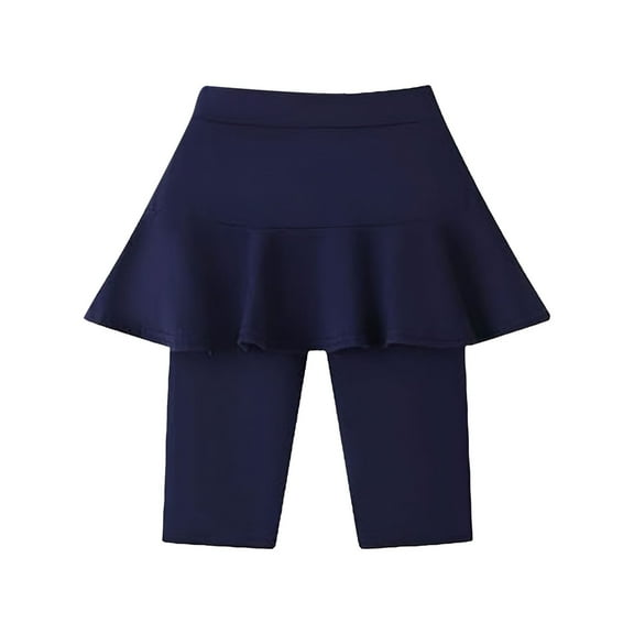 KAUOD Kids Girls Athletic Ruffle Skirted Legging Pants Stretchy Knee Length Leggings with Skirt Summer Casual Sports Shorts