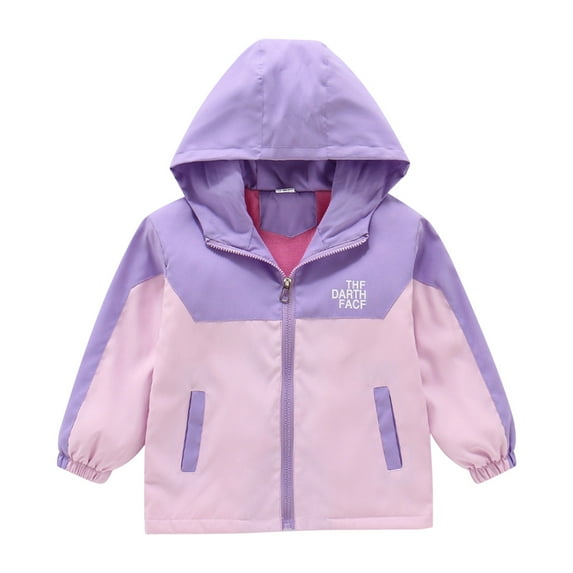 KAUOD Kids Girls Cute Rain Jackets Thin Lightweight Windbreker Raincoat Outwear Toddler Zip up Hooded Jackets with Pockets