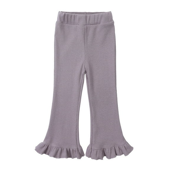 KAUOD Kids Girls Flared Pants Ruffle Elastic Waist Slim Fit Cute Bell Bottom Pants Toddler Spring Fall Cozy Sweatpants