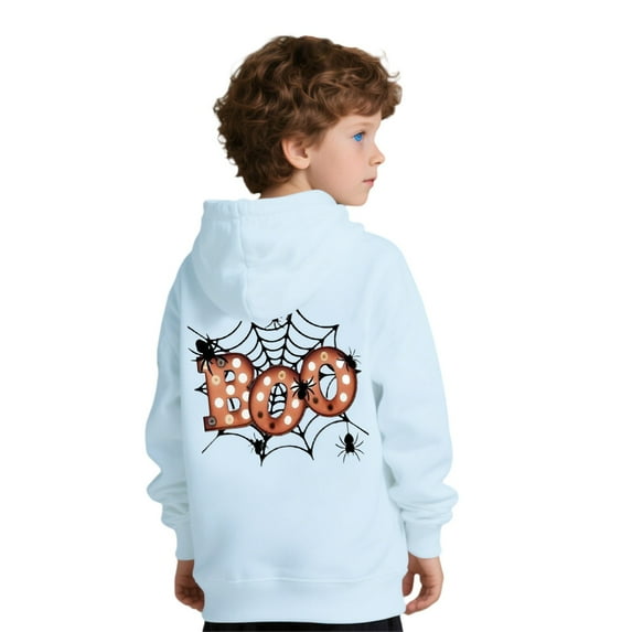 KAUOD Kids Girls Halloween Fleece Hoodies Cute Pumpkin Graphic Pullover Hoodie Sweatshirts Thick Warm Long Sleeve Tops Clothes